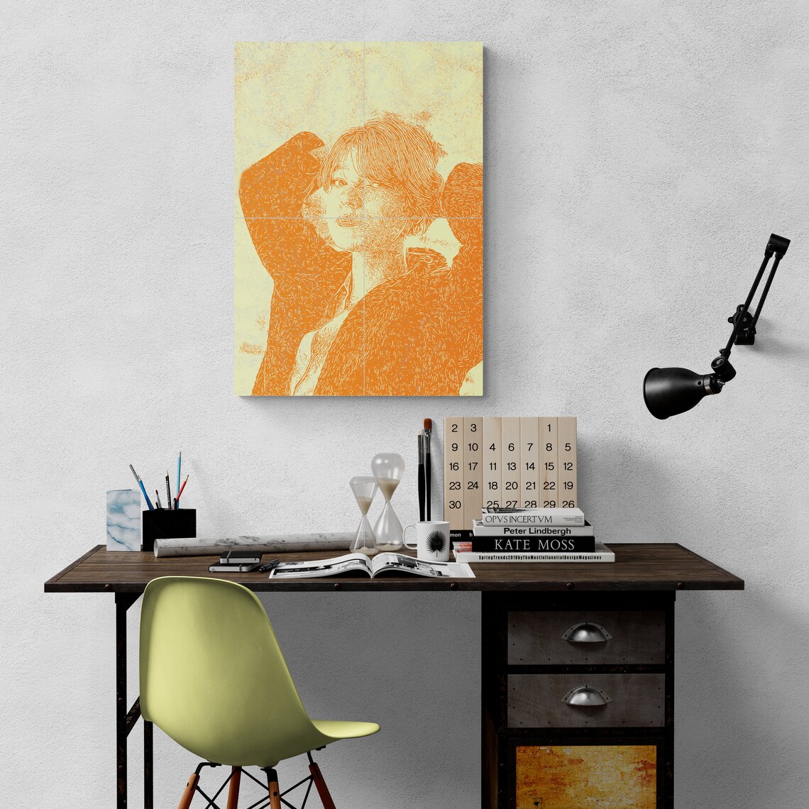 Orange Duotone Woman Portrait Sunset Style Modern Art Poster - Image 4