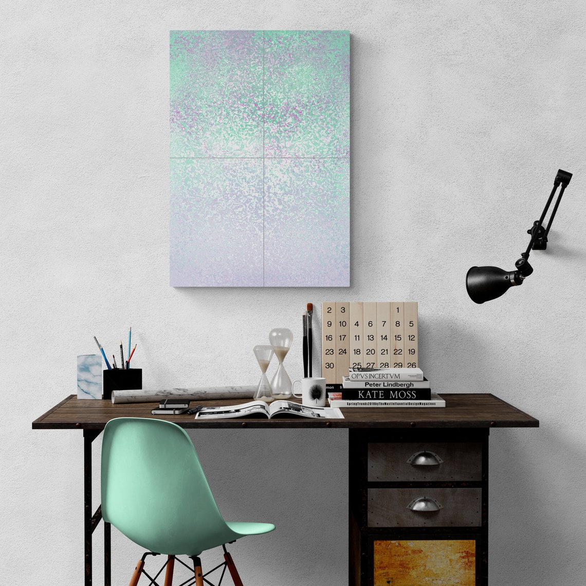 Green Purple Marble Abstract Texture Modern Boho Calm Art Poster - Image 4