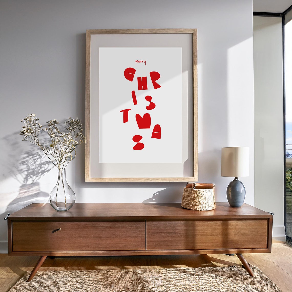 Merry Christmas Red Playful Script Heart Minimalist Holiday Poster - Image 2