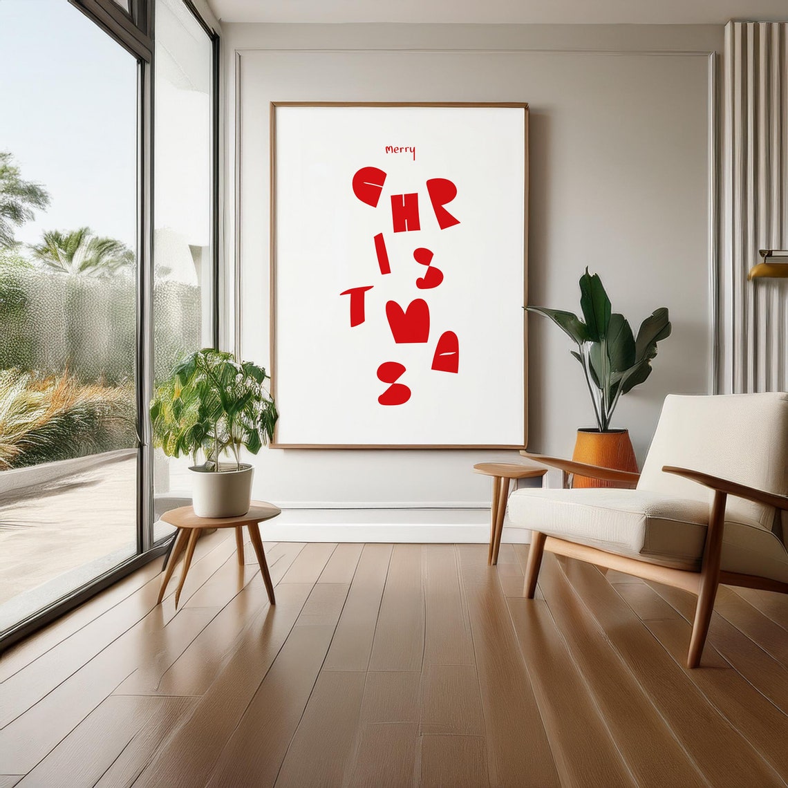 Merry Christmas Red Playful Script Heart Minimalist Holiday Poster - Image 3