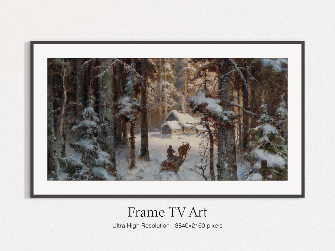 Vintage Winter Landscape Art Print, TV Art - Image 4
