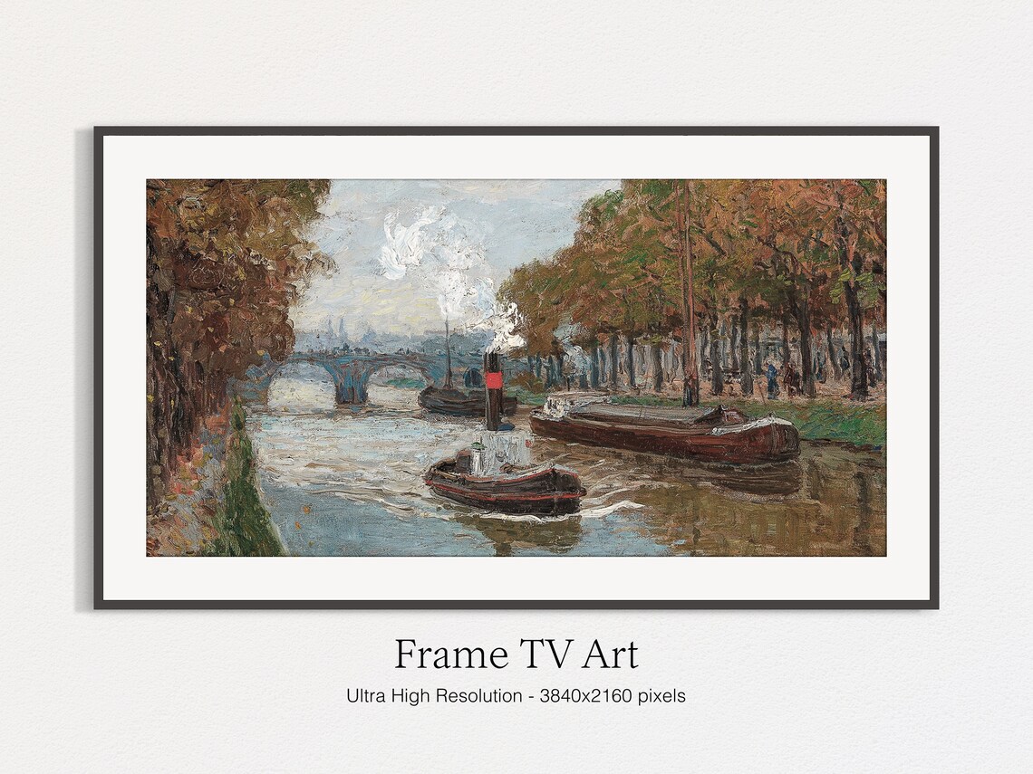A Canal in Autumn Art Print, Classic Fall Painting - Image 4