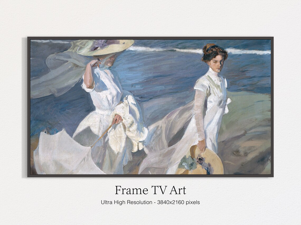 Women On A Beach Romantic Summer Art Print