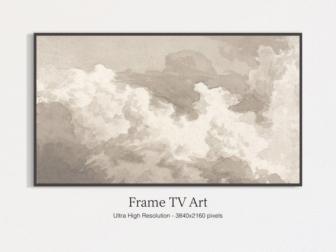 Frame Tv Vintage Art Clouds Soft Neutral Tone Painting Instant Vintage Modern