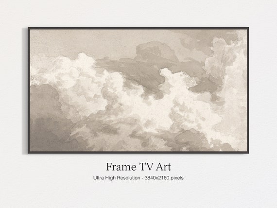 Frame Tv Vintage Art Clouds Soft Neutral Tone Painting Instant Vintage Modern
