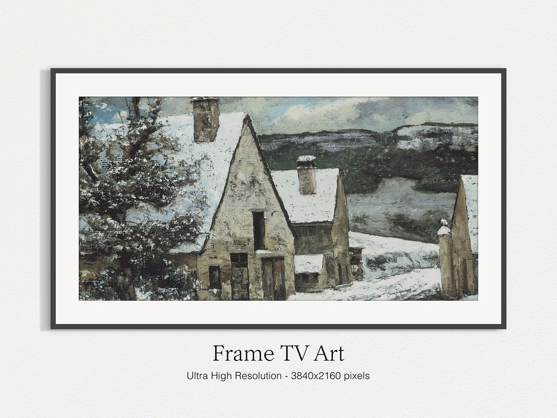 Winter Snow Oil Landscape Art Print, Vintage Style - Image 4