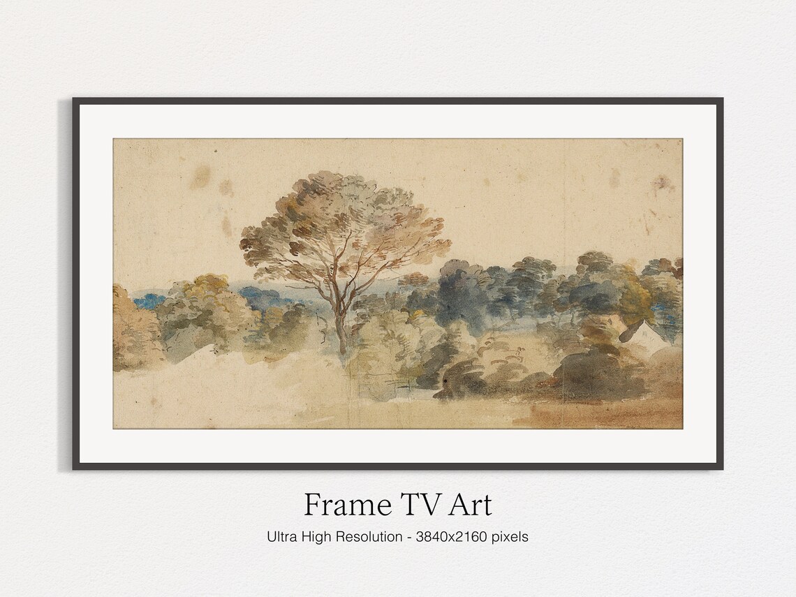 Vintage Nature Landscape Painting, Neutral Art Print - Image 5
