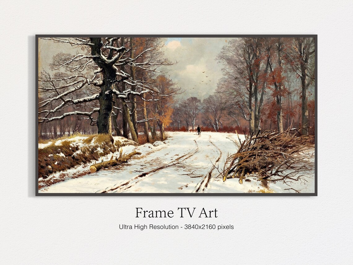 Vintage Winter Forest Landscape Art Print