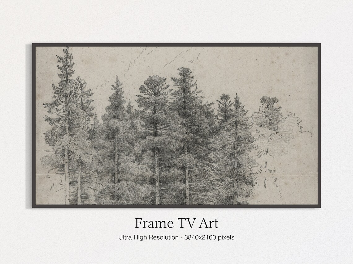 Vintage Trees Illustration Art Print, Nature Decor