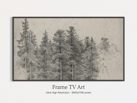 Vintage Trees Illustration Art Print, Nature Decor