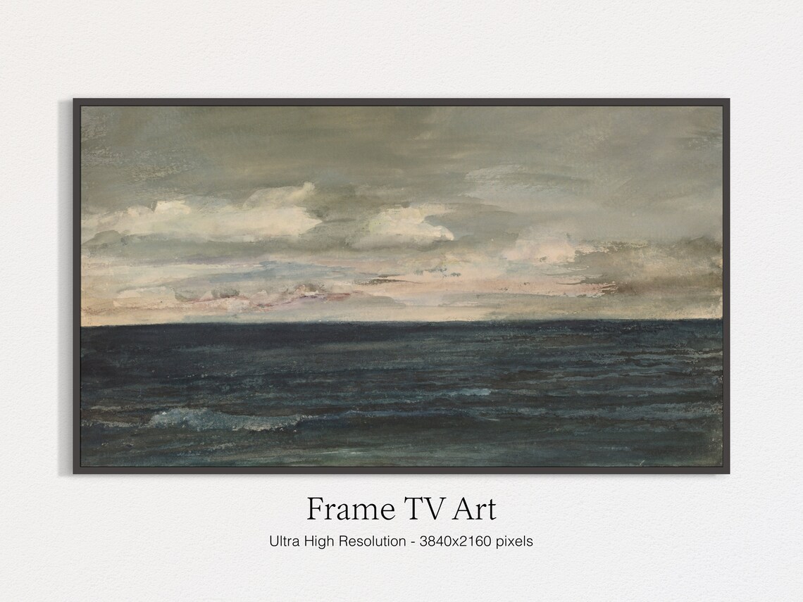 Vintage Sea Coast Oil Painting Art Print
