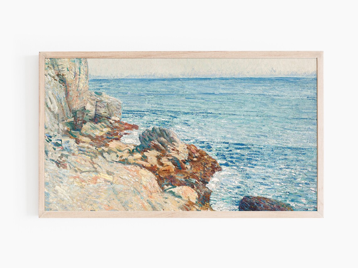 Classic Summer Seaside Scenery, Impressionist Art Print - Image 2