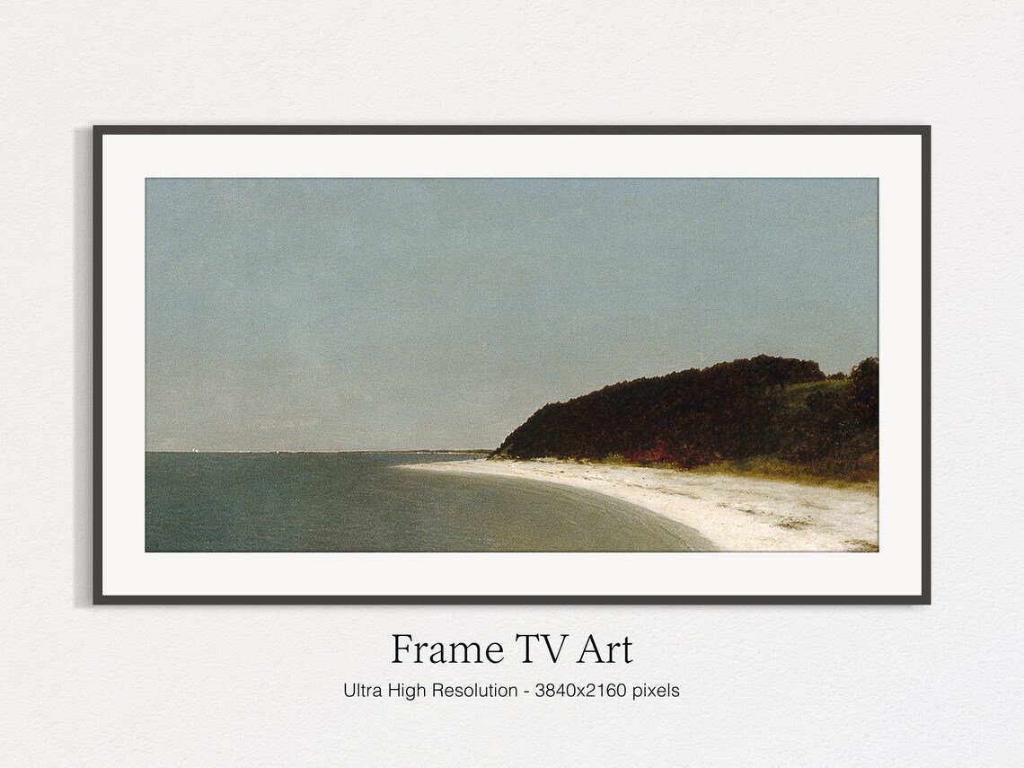 Luminist Seashore White Beach Wooded Bluff Calm Sea Classic Art Poster - Image 5