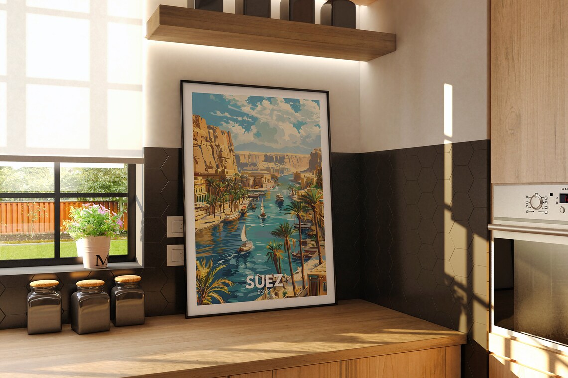 Suez Egypt Canal Felucca Boats Vintage Travel Poster Artwork - Image 2