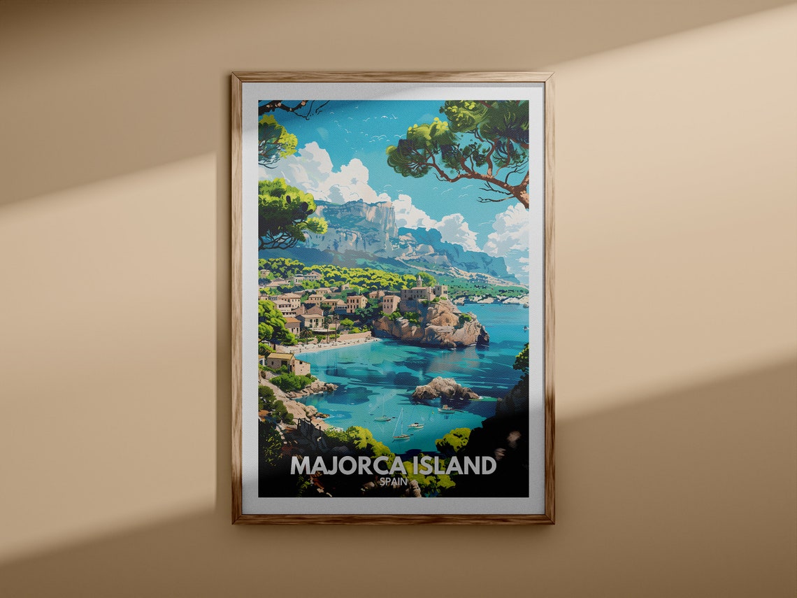 Majorca Island Spain Mediterranean Cove Vintage Travel Poster - Image 3