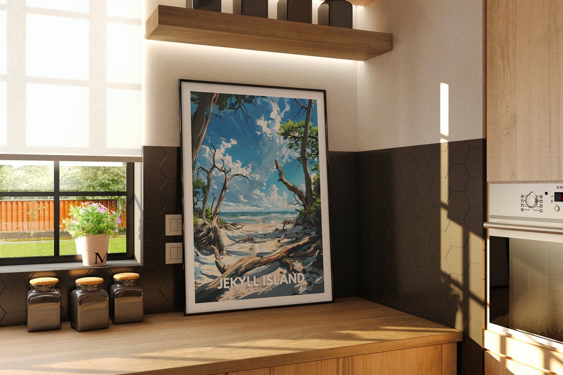 Jekyll Island Georgia Driftwood Beach Coast Vintage Travel Poster - Image 2