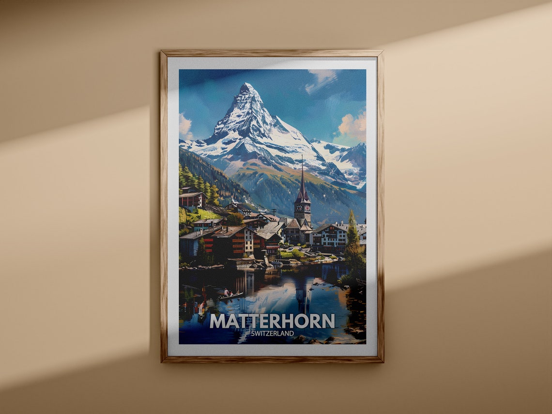 Matterhorn Switzerland Zermatt Village Alpine Peak Travel Poster - Image 3