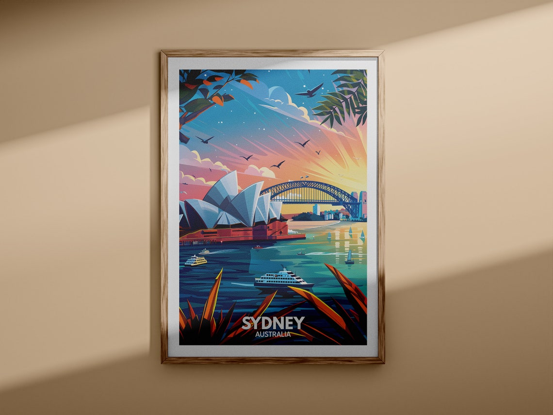 Sydney Australia Sunset Opera House Harbour Bridge View Poster - Image 3