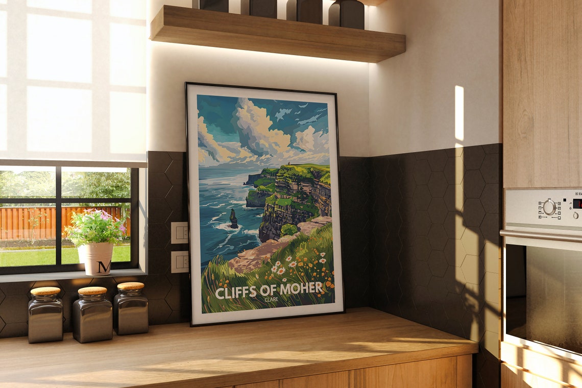 Cliffs of Moher Ireland Dramatic Coastal Cliffs Retro Travel Poster - Image 2