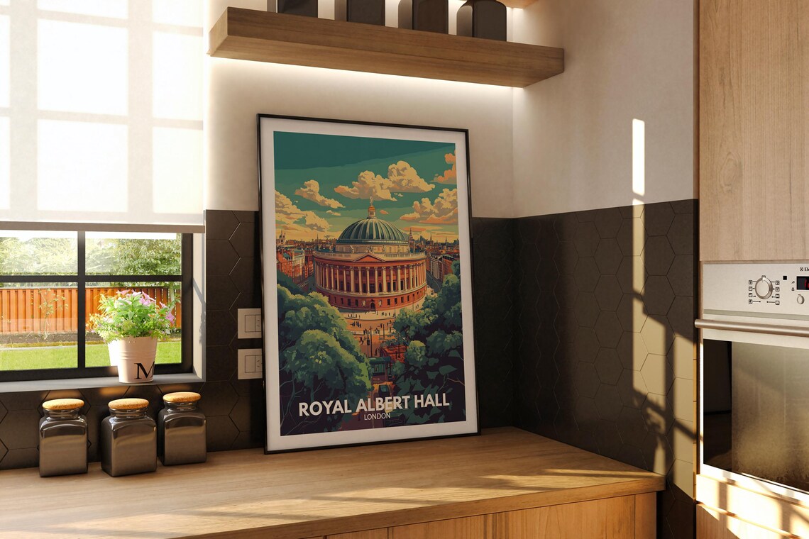 Royal Albert Hall Print Royal Albert Hall Travel Poster London Wall Art Print London Home Decor Travel Art Poster Unique City Print - Image 2