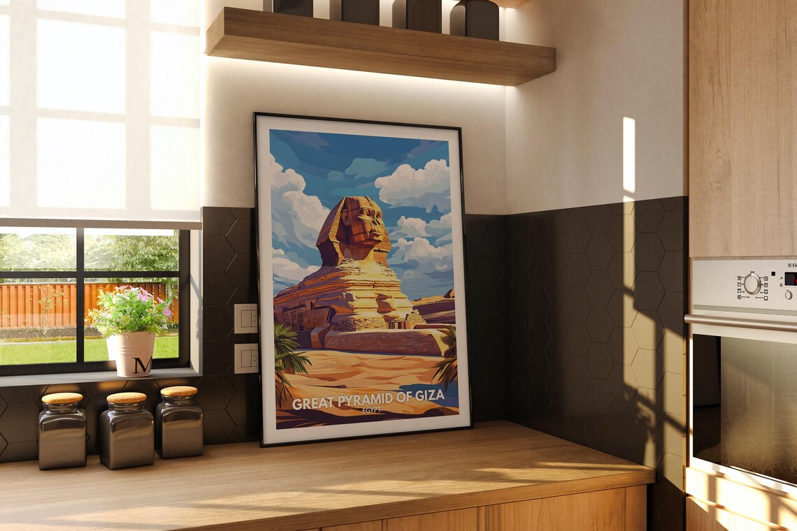 Great Pyramid Of Giza Art Print Great Pyramid Of Giza Travel Poster Egypt Wall Art Print Egypt Home Decor Travel Wall Art Poster - Image 2