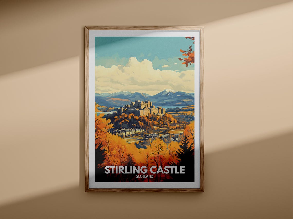 Stirling Castle Scotland Autumn Trees Hilltop Fortress Travel Poster - Image 3