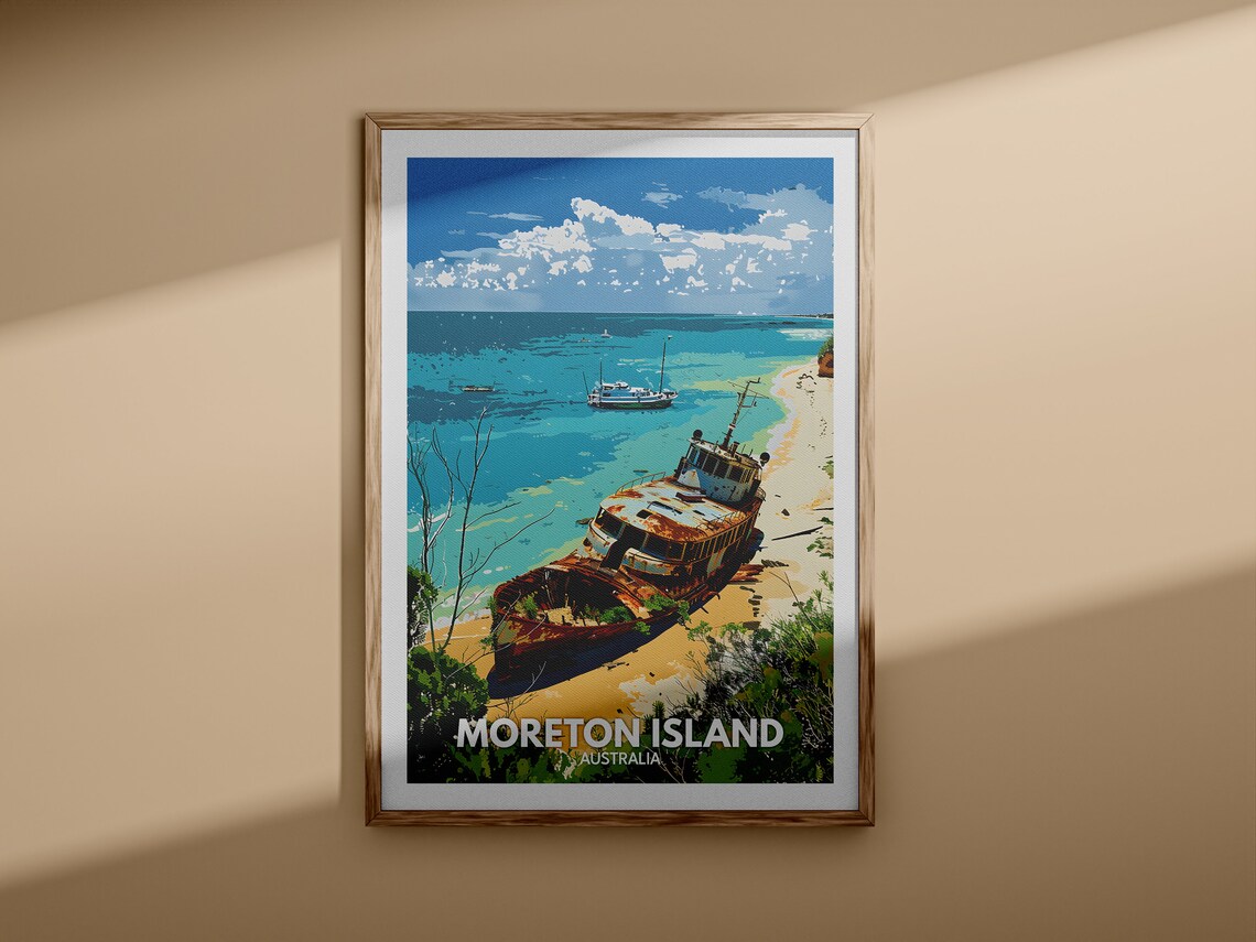 Moreton Island Australia Shipwreck Beach Vintage Travel Poster - Image 3