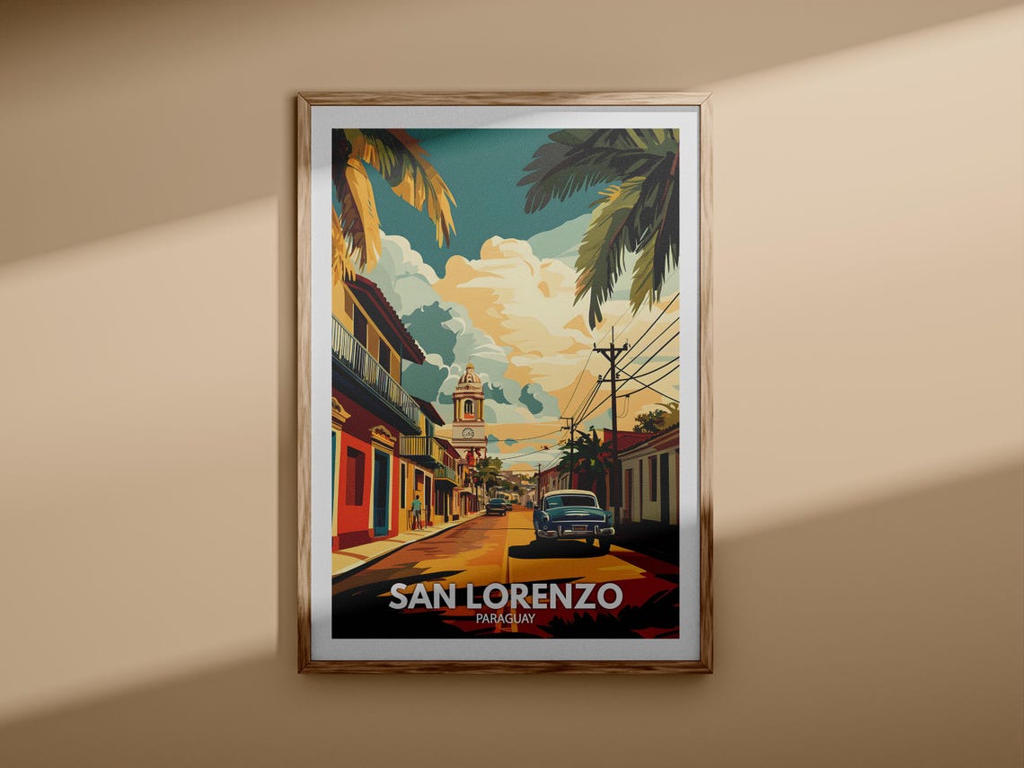 San Lorenzo Print San Lorenzo Travel Poster Paraguay Wall Art Print Paraguay Home Decor Travel Wall Art Decor Unique City Poster - Image 3