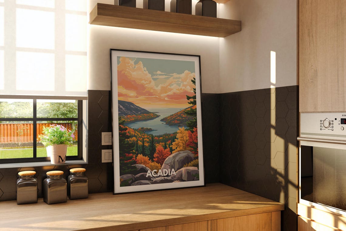Acadia Print Acadia National Park Poster United States National Parks Art United States Travel Poster Nature Prints - Image 2