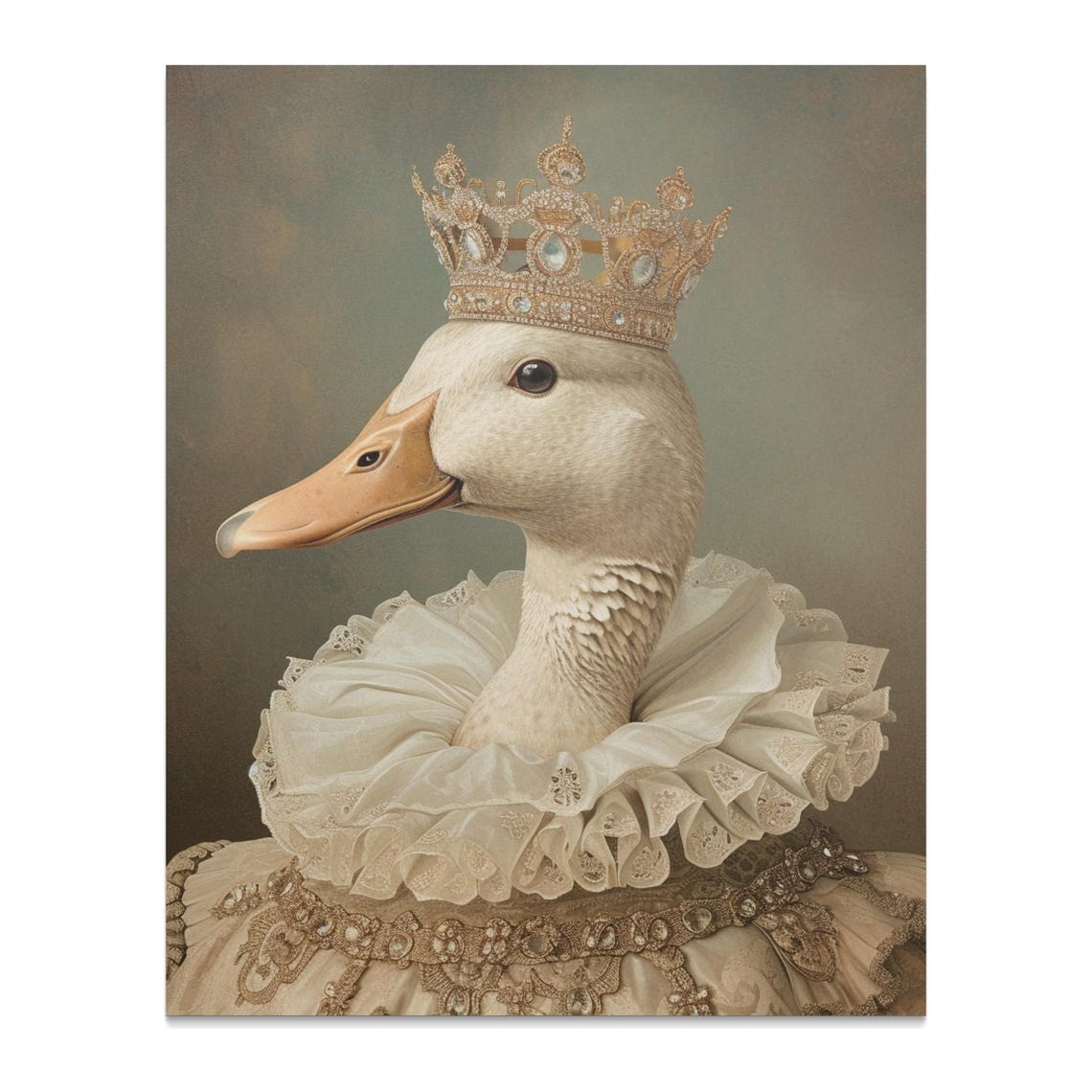 Royal Duck Queen Golden Crown Lace Ruff Regal Portrait Poster - Image 2