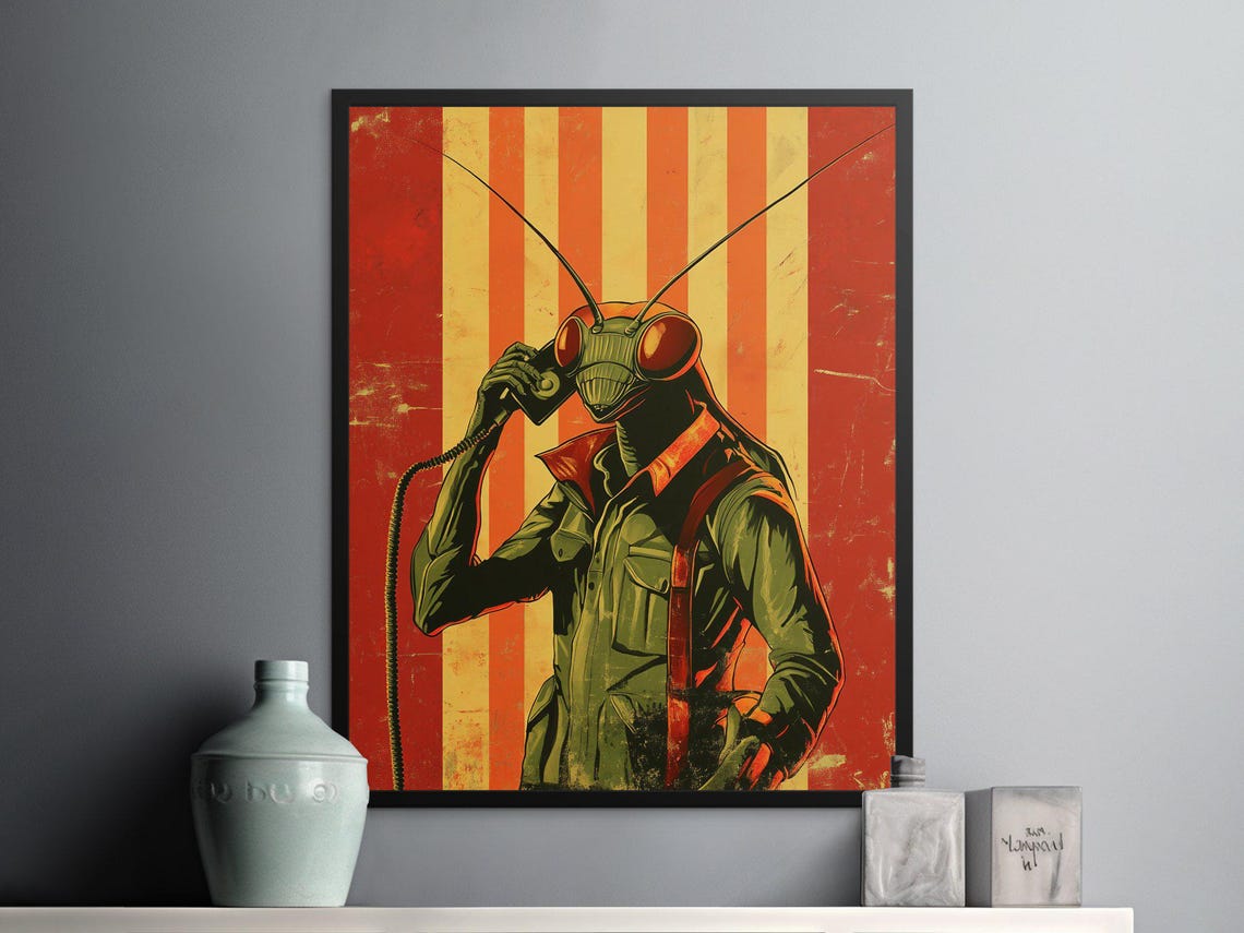 Vintage Inspired Mantis Art Print Retro Mantis Wall Decor Unique Insect Art Poster Cool Mantis Illustration Quirky Home Decor - Image 2