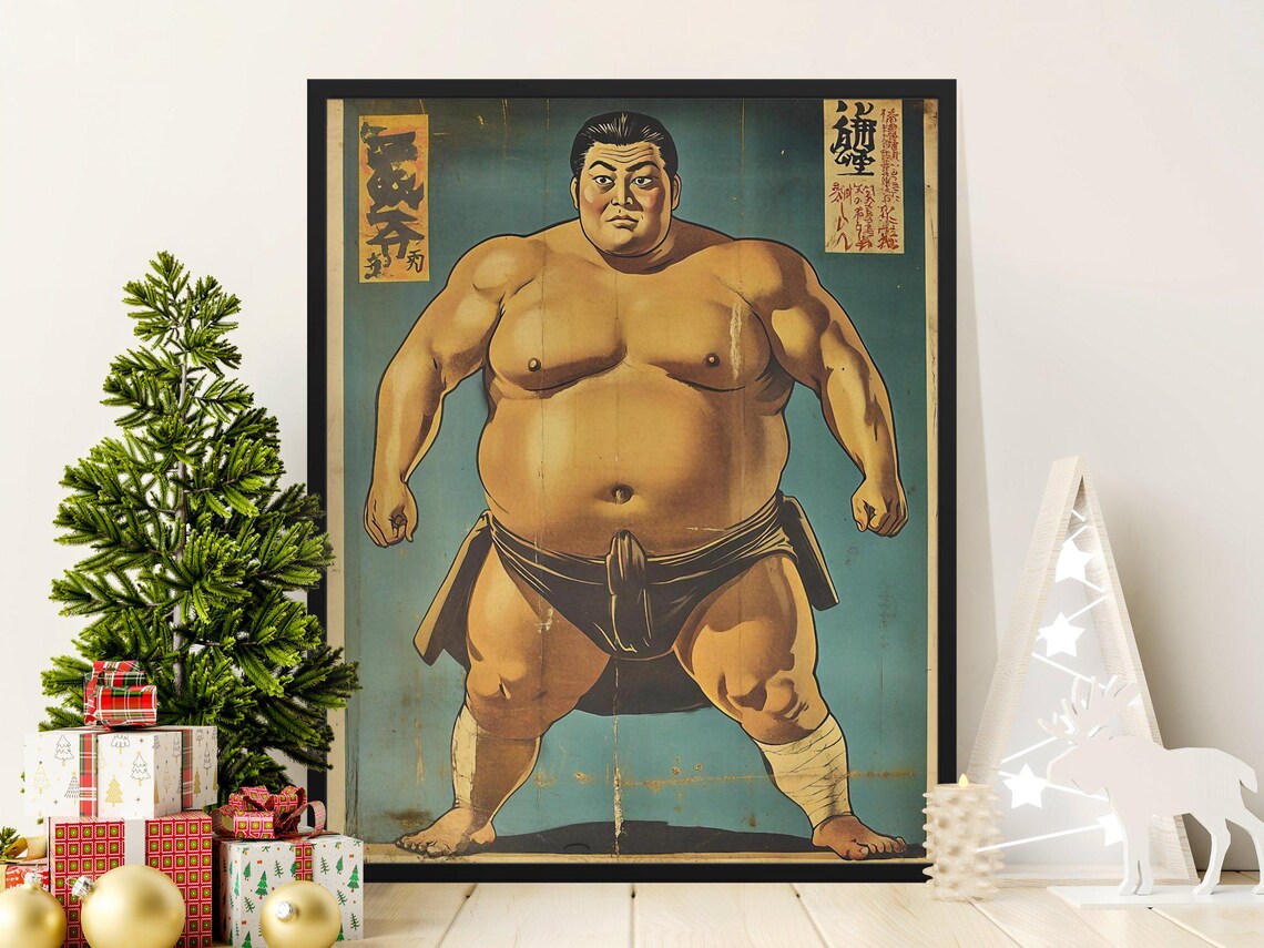 Vintage Sumo Wrestler Classic Japanese Sports Retro Wall Art Poster
