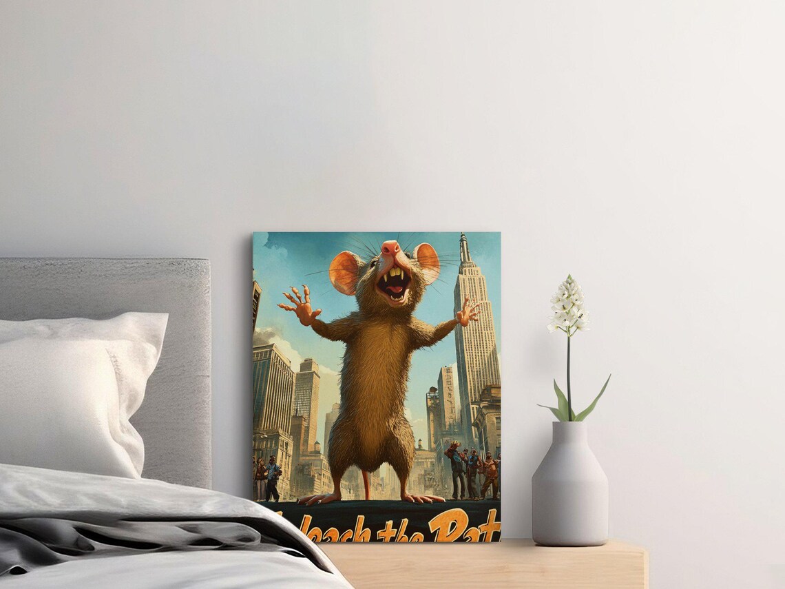 Giant Rat Attacking New York City Retro Funny Movie Style Art Poster - Image 2