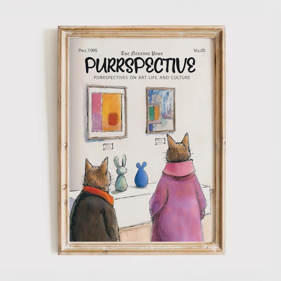 Purrspective Magazine Cover Poster Funny Cats Art Gallery Humor