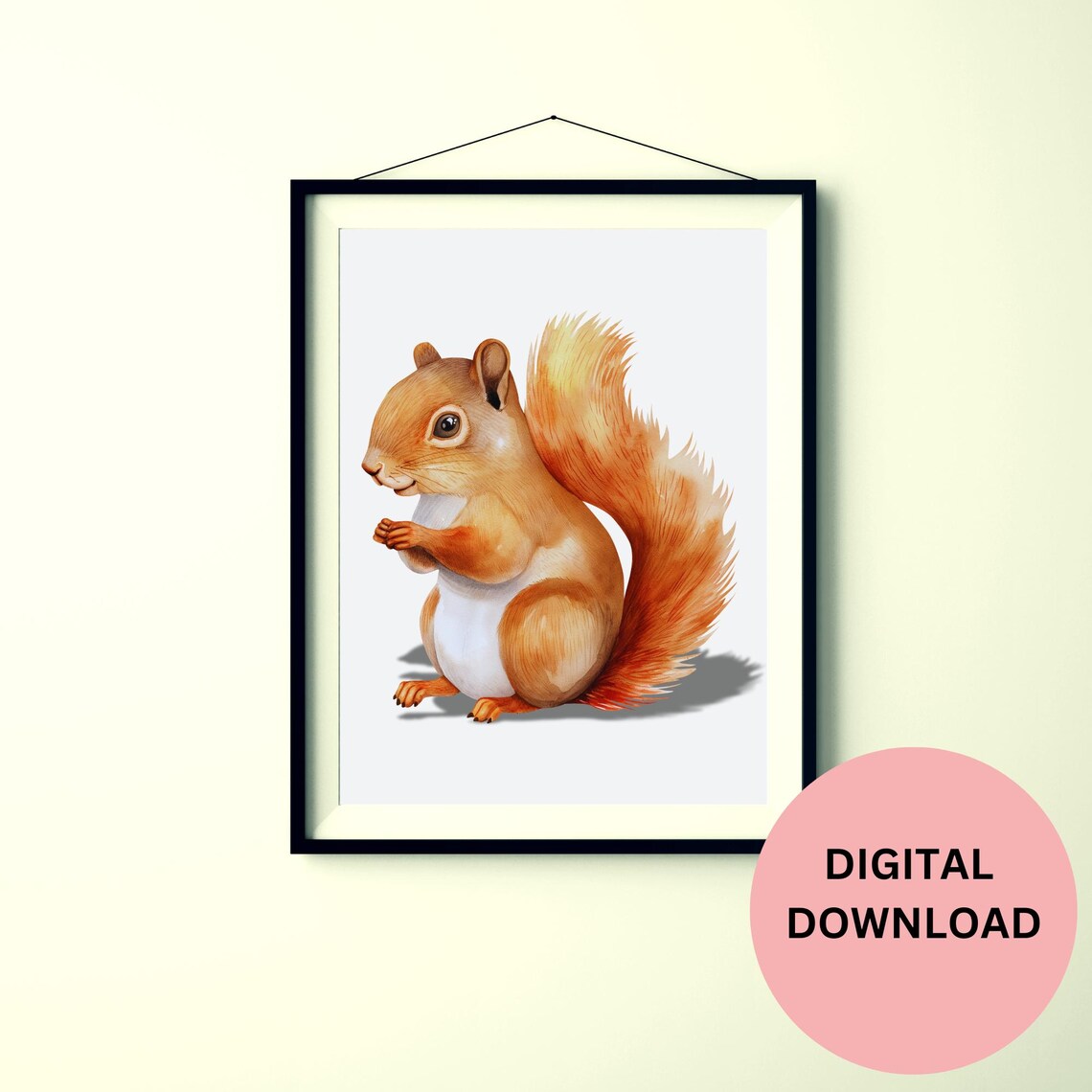 Red Squirrel Watercolor Woodland Animal Portrait Nursery Art Print - Image 3