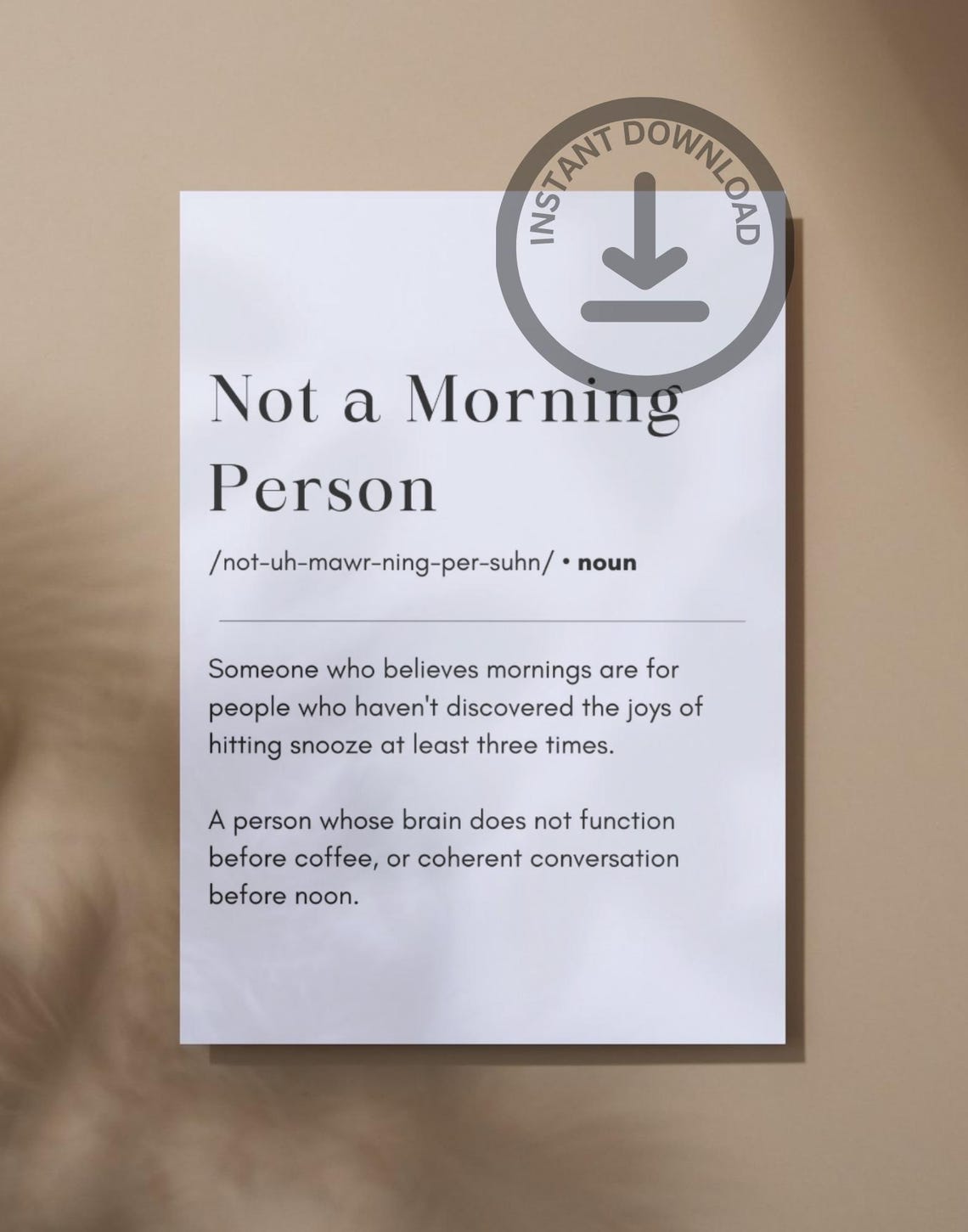 Not A Morning Person Funny Definition Coffee Humor Quote Poster - Image 2