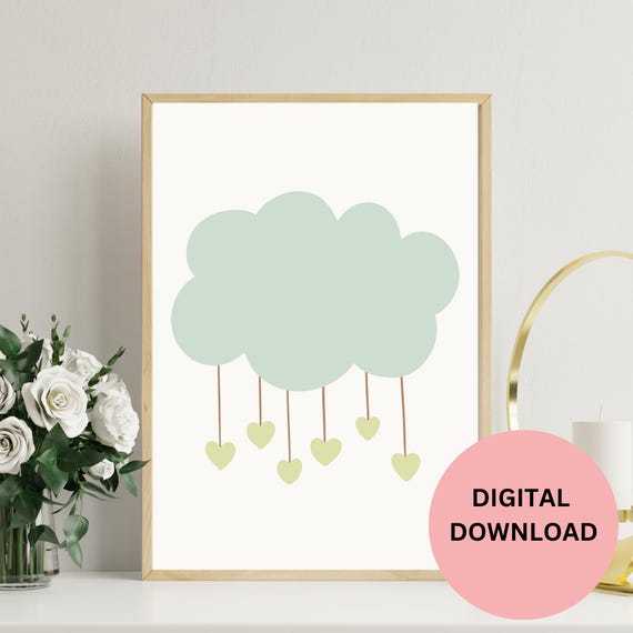 Minimalist Cloud Decor Wall Art Print Gift For New Home Housewarming Minimal Art Decor Living Room