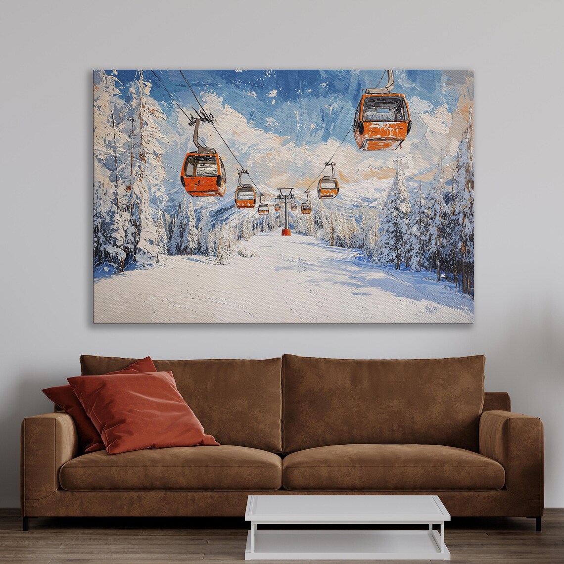 Ski Resort Winter Landscape, Skiing Poster Print - Image 2