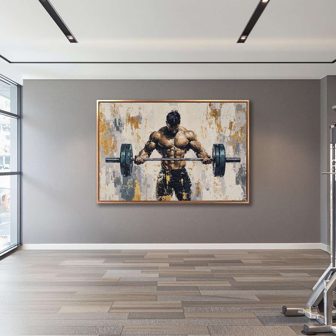 Muscular Man Lifting Weights, Fitness Wall Art Print - Image 3