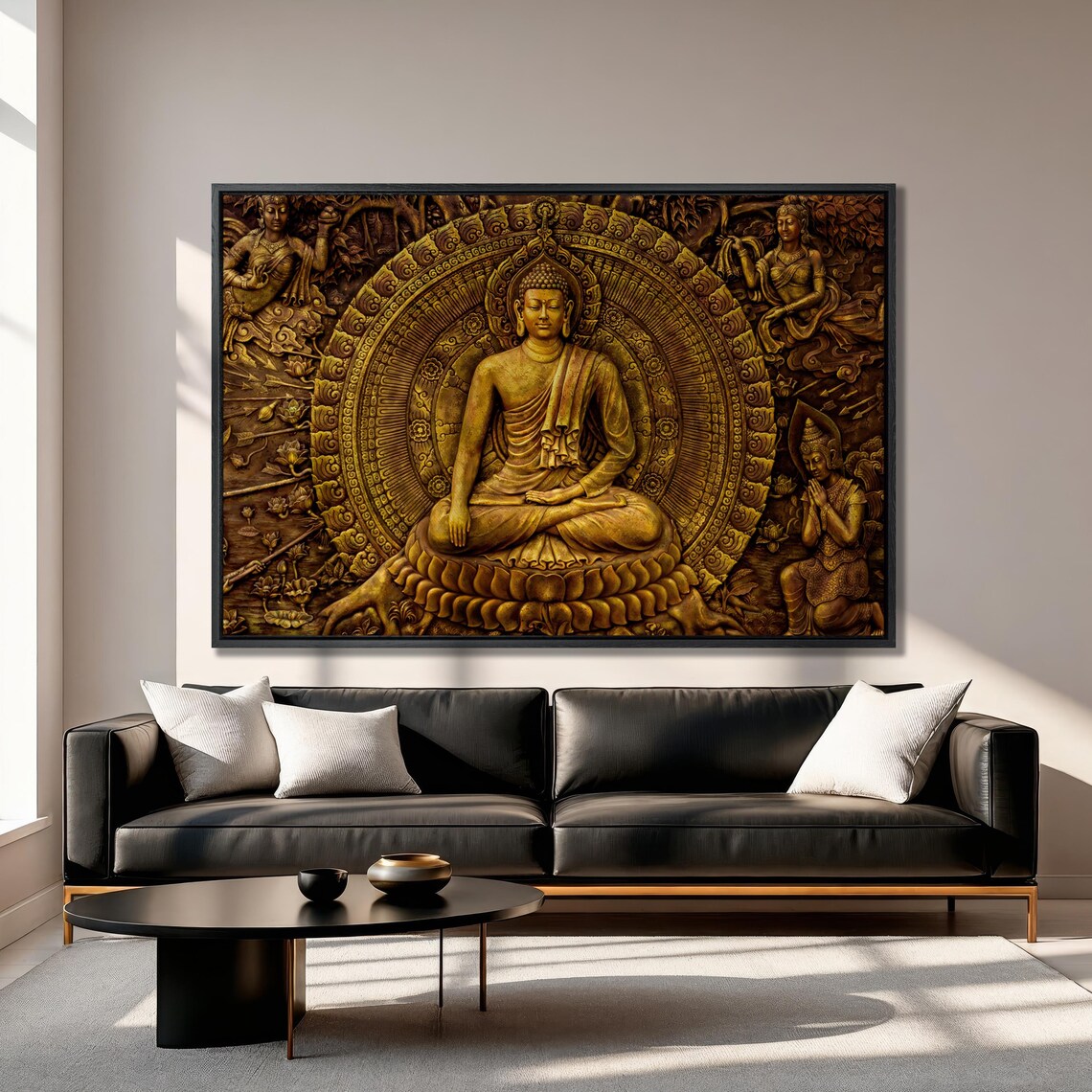 Golden Buddha Ornament Art Print, Buddhist Symbol - Image 2