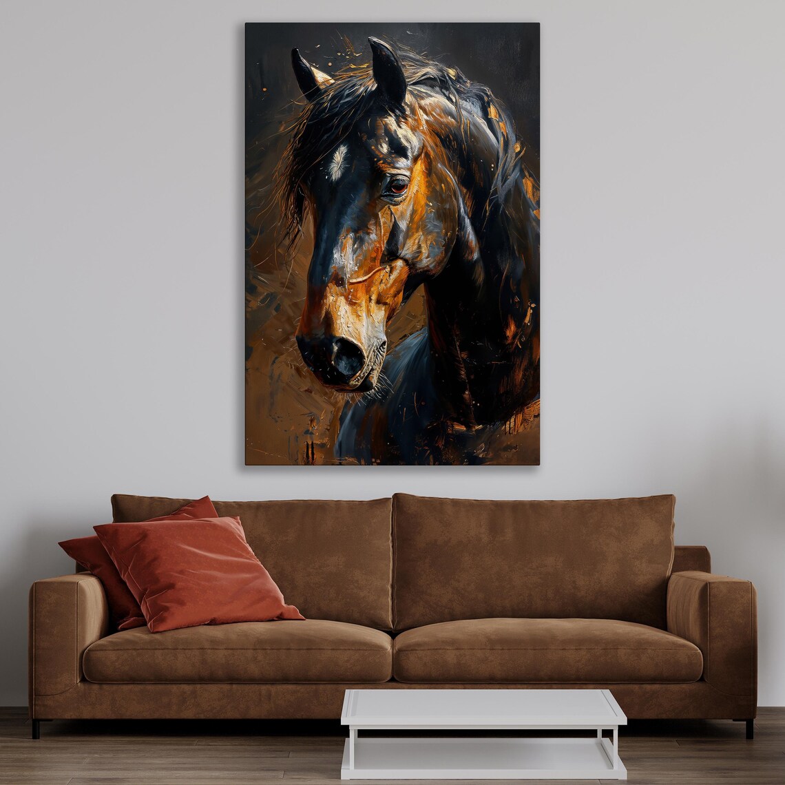 Horse With A Golden Coat Painting Art Print, Farmhouse Decor - Image 3