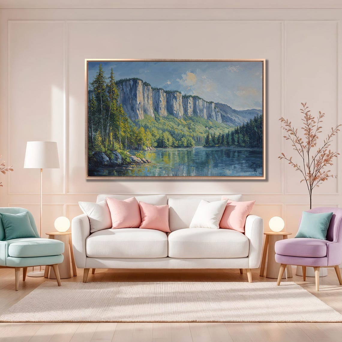 Panoramic Green Forest Extra Large Framed Print Mountain Lake Wall Art Nature Beauty Landscape Wall Decor Ready To Hang - Image 4
