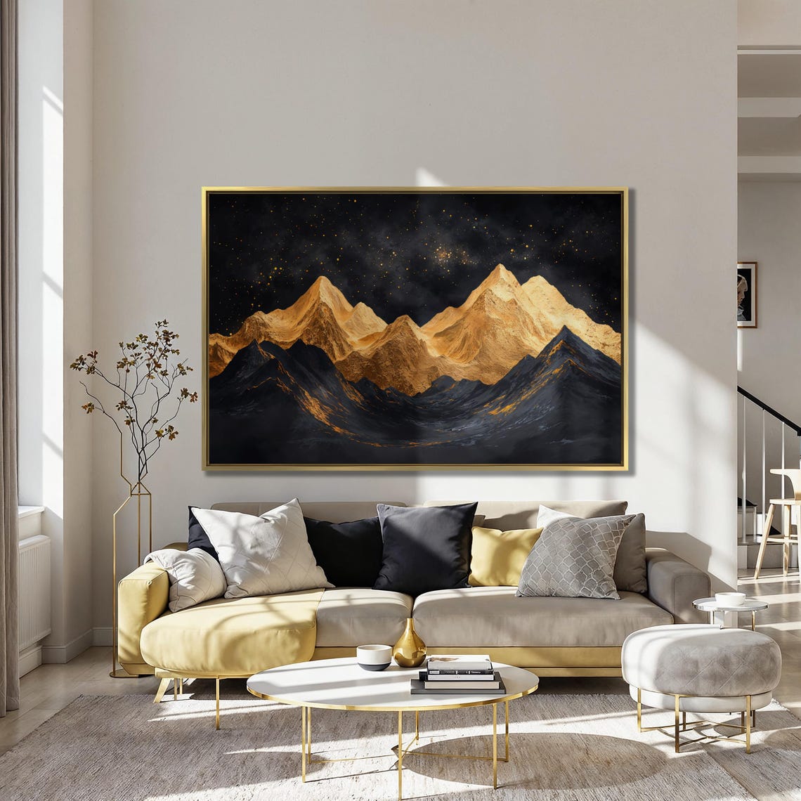 Majestic Golden Mountain Peaks Under A Starry Night Sky Poster - Image 4