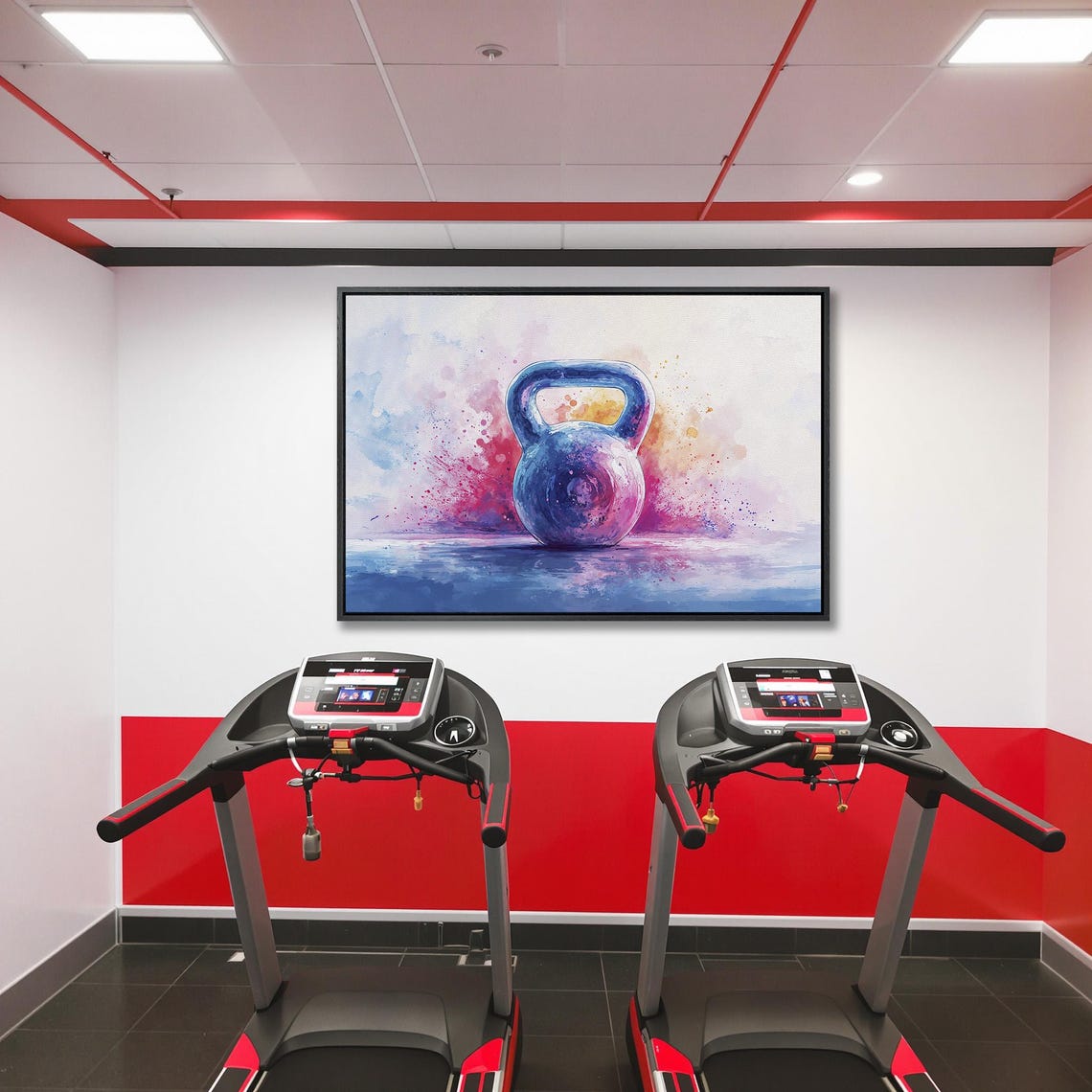 Blue And Purple Watercolor Kettlebell On Reflective Surface Poster - Image 5