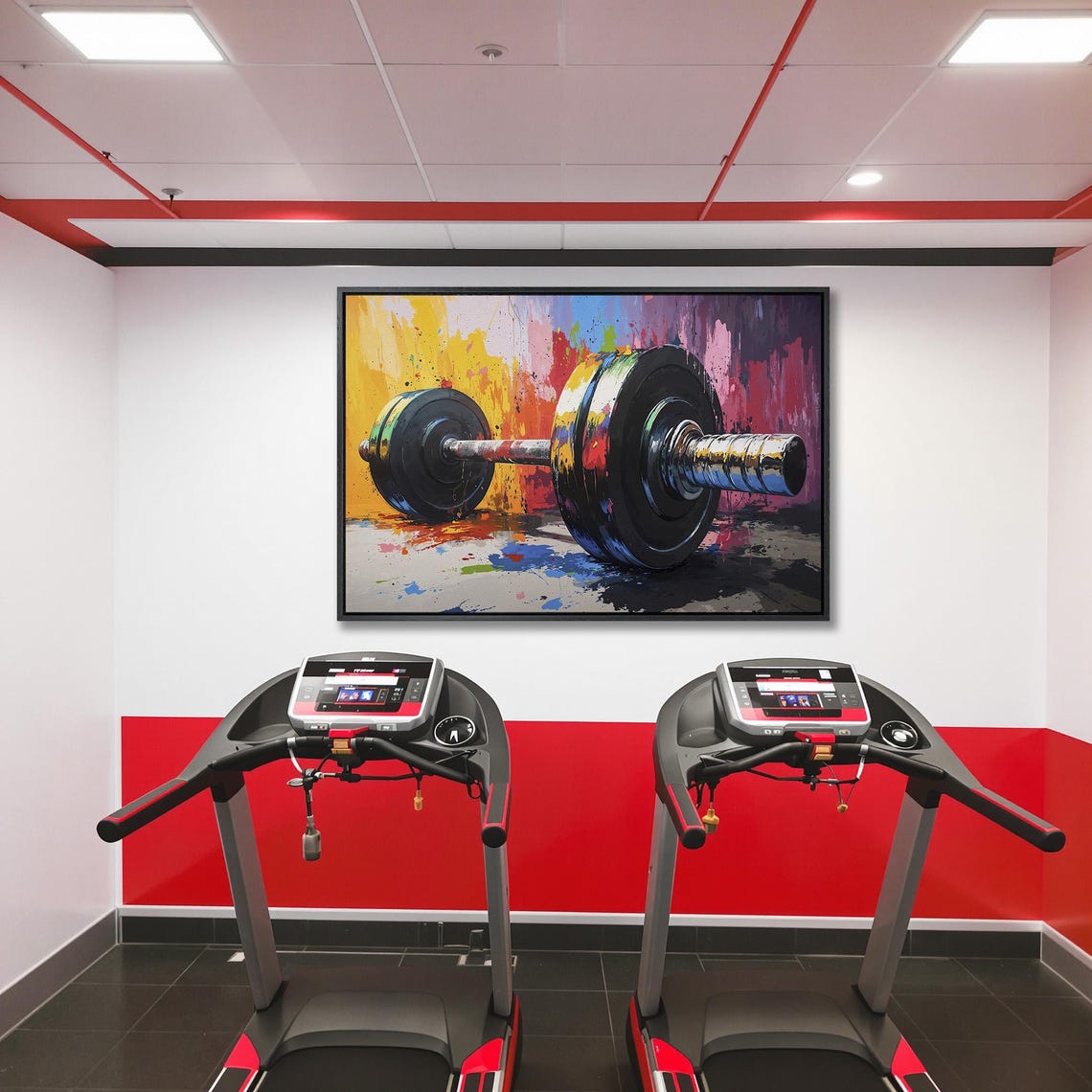 Barbell Close Up Against Multicolor Paint Splash Gym Art Poster - Image 5