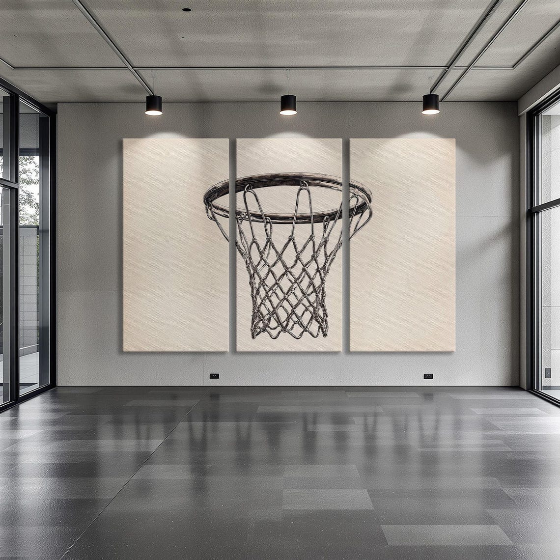 Basketball Hoop Framed Wall Art Black And White Sports Painting Print Modern Home Decor Man Cave Poster Ready To Hang Gift For Him - Image 6