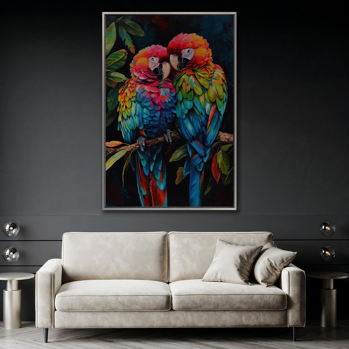 Colorful Macaws Art Print, Tropical Bird Decor - Image 4