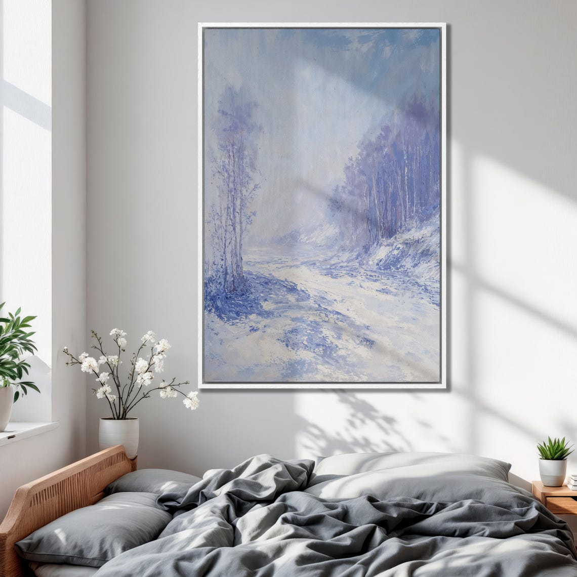 Snowy Road And Forest Framed Print Extra Large Winter Wonderland Wall Art Nature Landscape Decor Gift For Home Ready To Hang - Image 2