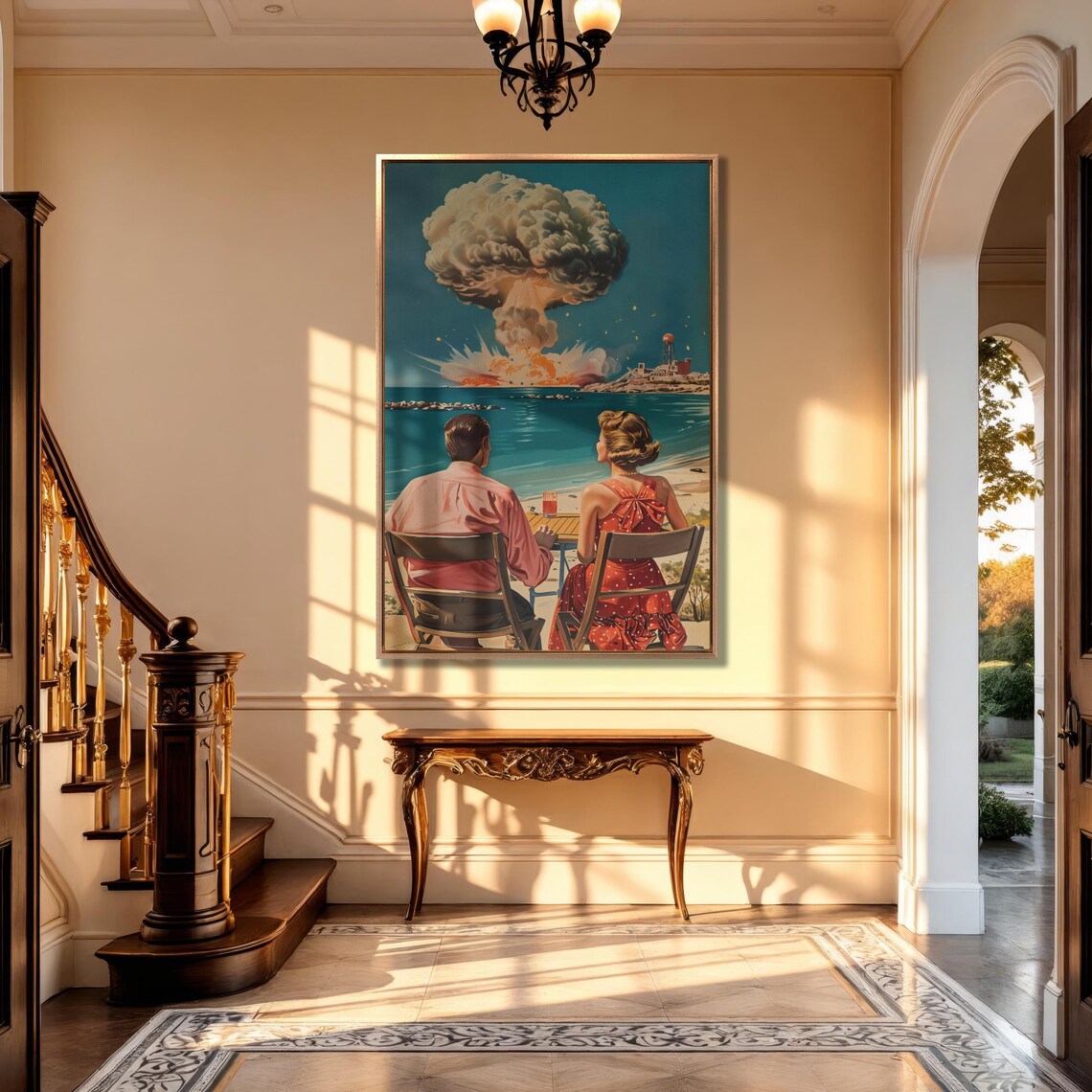 Couple at Atomic Blast, Retro Surreal Art Print - Image 5