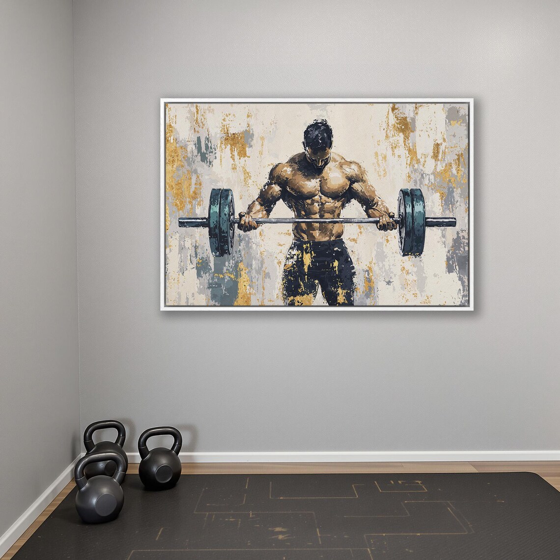 Muscular Man Lifting Weights, Fitness Wall Art Print - Image 4